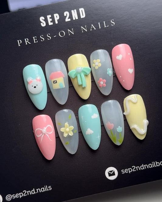 Bearme Press-On Nails | Colorful Gel Nail Artist Faux Nails